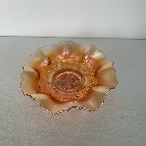 Vintage Marigold Carnival Glass Ruffle Bowl - Picture 2 of 4
